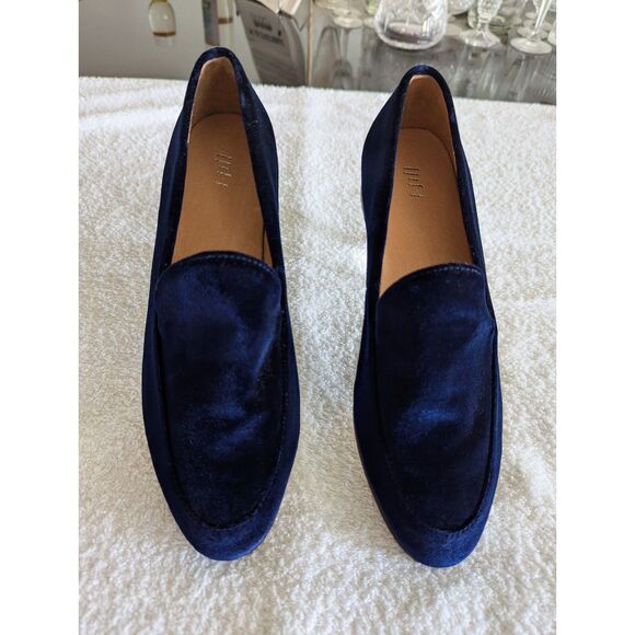 NWOT   J Jill blue velvet Gabrielle leather Slip On Loafers   Sz 7.5 - Picture 9 of 9